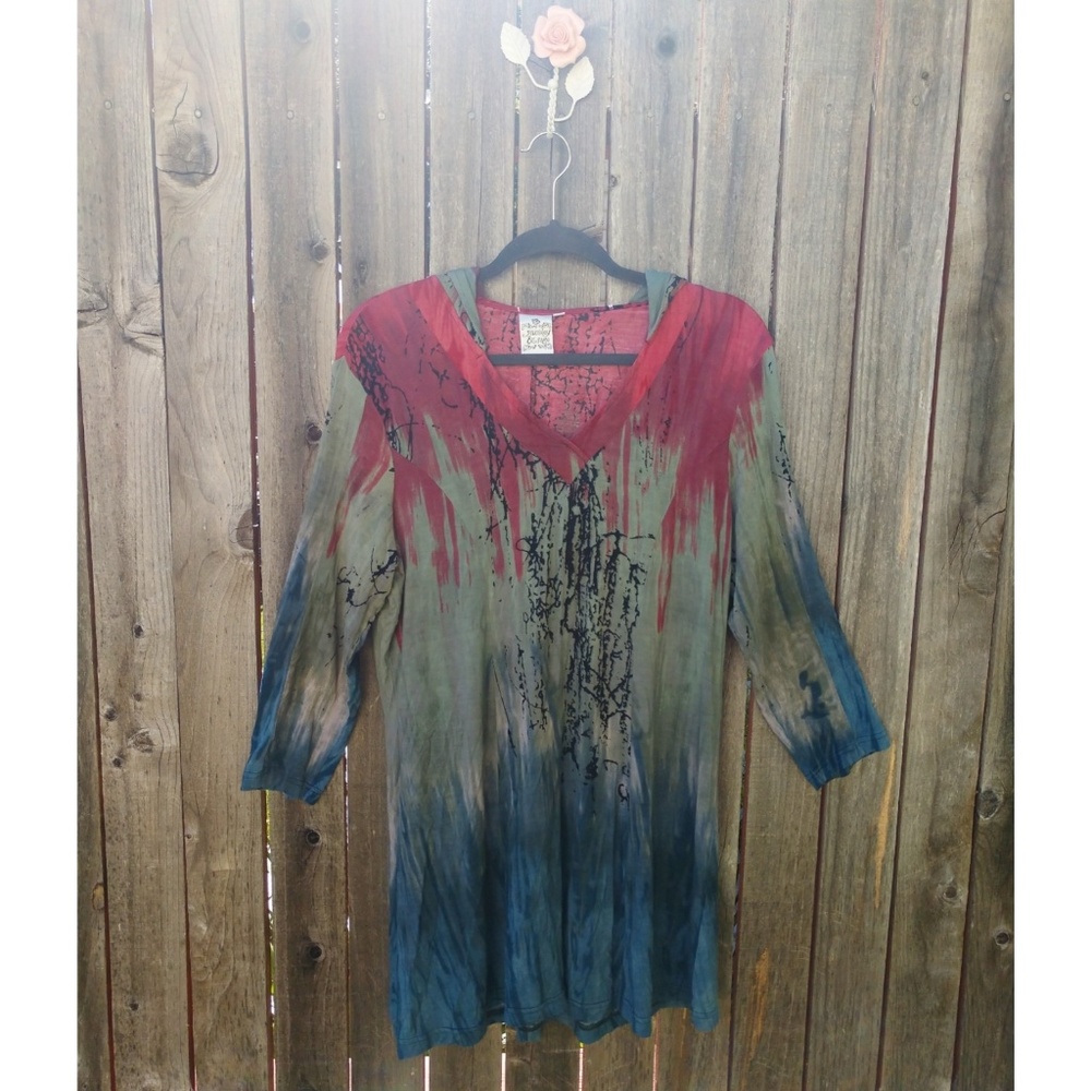 Parsley and Sage Hooded Hippie Tye Dye Tunic